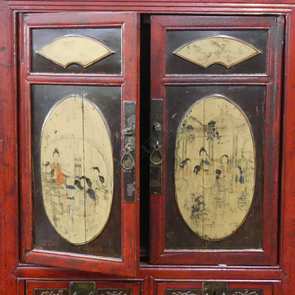 CHINESE LACQUER CABINET small fault to lower cabinet door hinge 745x4401760mm  Image 1++