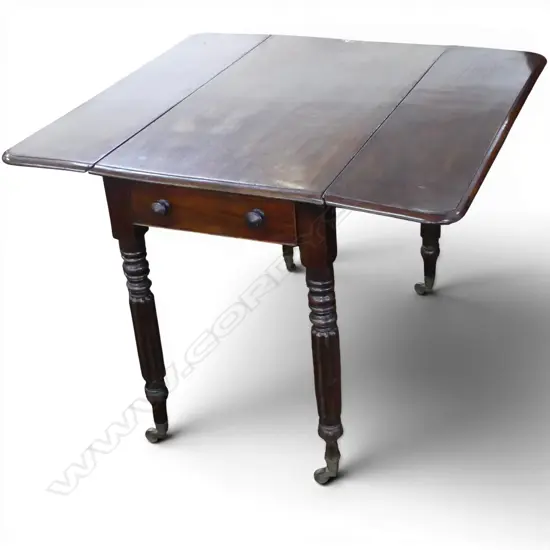 VICTORIAN MAHOGANY DROP SIDE TABLE w. 1 DRAWER 910x510x710mm