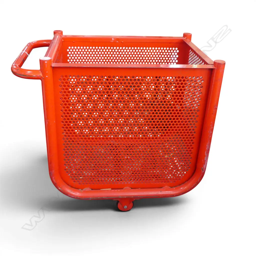 INDUSTRIAL RED METAL TROLLEY CART BY CUDBY & MEADE LTD LOWER HUTT 590x930x875mm Image 1++