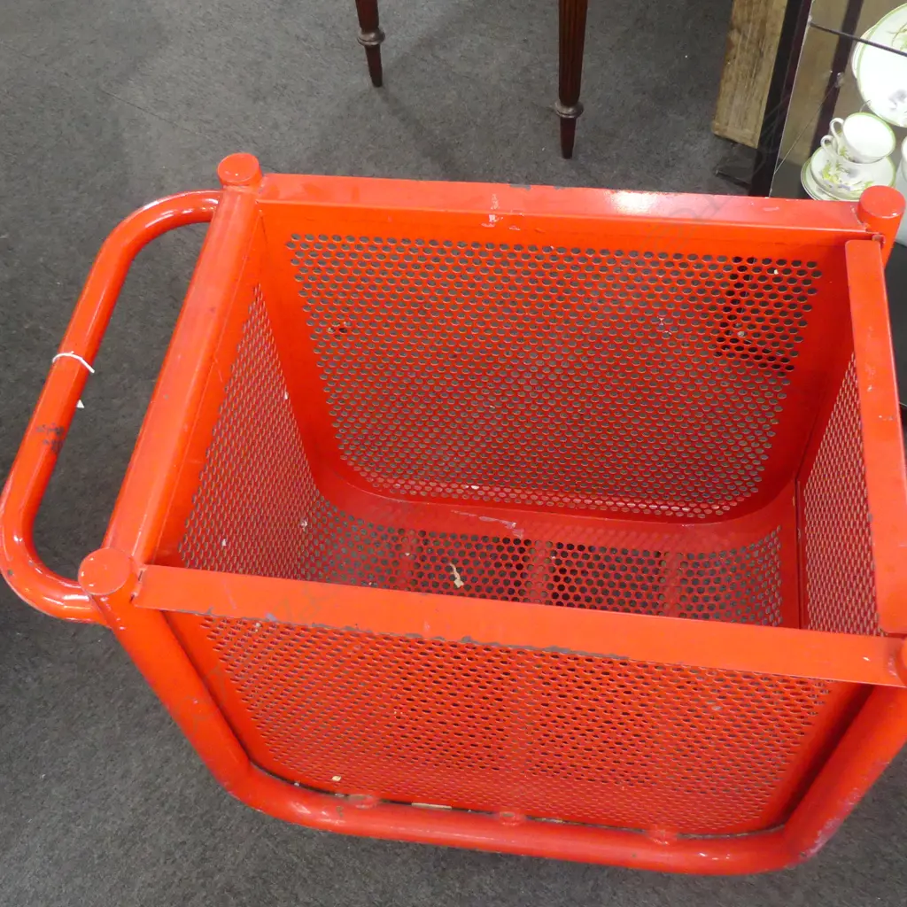 INDUSTRIAL RED METAL TROLLEY CART BY CUDBY & MEADE LTD LOWER HUTT 590x930x875mm Image 1++