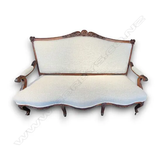 ANTIQUE WALNUT SOFA NEWLY REUPHOLSTERED W.1700mm
