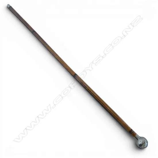 VINTAGE 'THE CHESHIRE REGIMENT' SAGGER STICK silver plate top (dented) bamboo shaft. L.690mm.