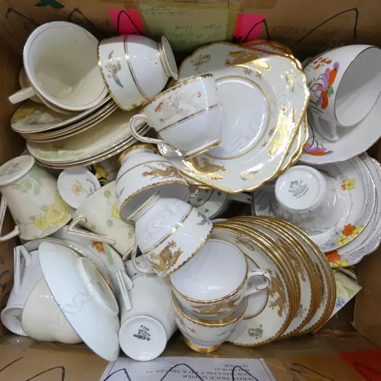 LARGE BOX MIXED CHINA CSPS TEASETS ETC