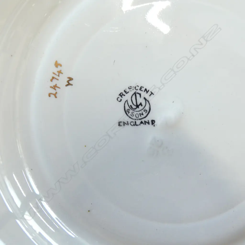 c1900 ENGLAND CRESCENT CHINA PART DINNER SERVICE black & gold trim Image 1++