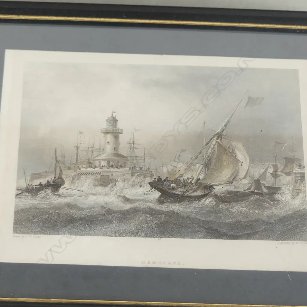 LIGHTHOUSE THEMED ARTWORK; W/C SCARBOROUGH LIGHTHOUSE c 1920s, BOOKPLATE ENGRAVINGS & STAMPS Image 1++