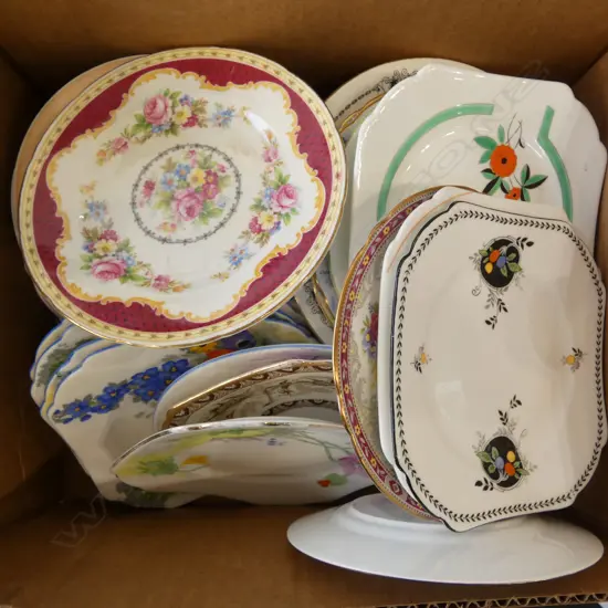 BOX OF 40 SHELLEY CHINA SIDE PLATES MIXED PATS