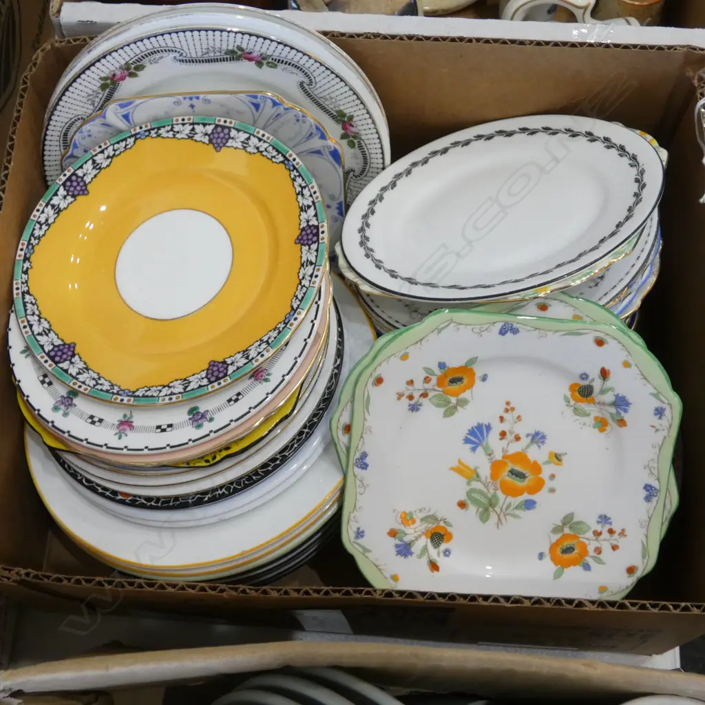 BOX OF 50 SHELLEY CHINA SIDE PLATES MIXED PATS Image 1++