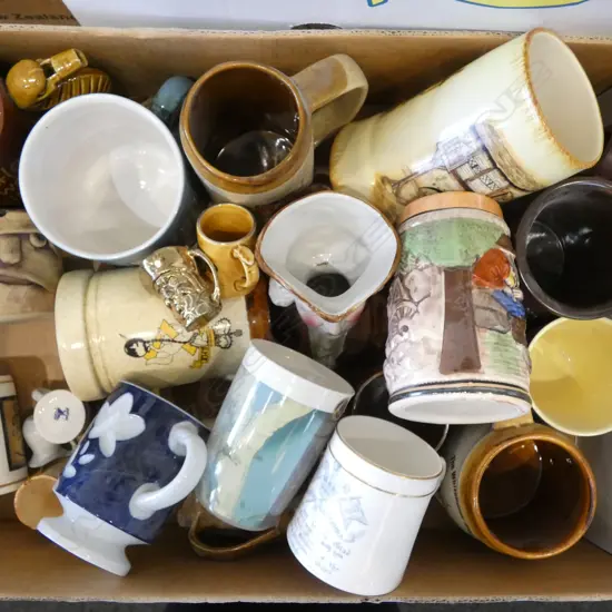 QUANTITY ASSTD. VINTAGE MUGS, STEIN,  CHARACTER JUG 