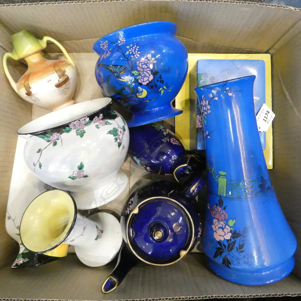 COLLECTION OF 10PCS SHELLEY CHINA VASES TEAPOT LIDDED BUTTER DISH ETC Image 1++