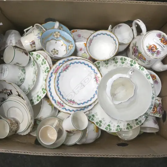 BOX OF MIXED CHINA WINDSOR COFFEE SET  CSPS ETC