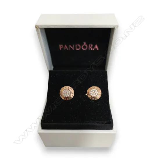 PANDORA SIGNATURE Rose GOLD Plated STUD Earrings