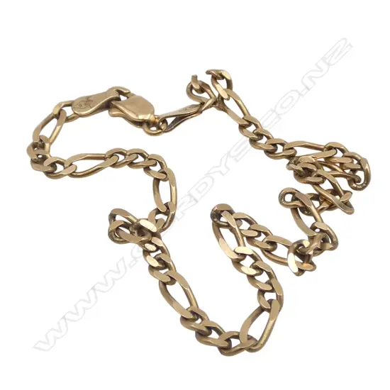 9ct GOLD FLAT CURB LINK BRACELET 3gms