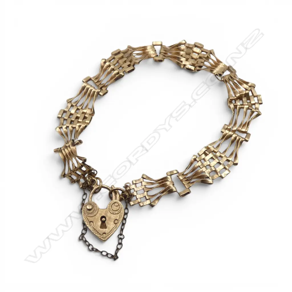 9ct GOLD VINTAGE GATE LINK BRACELET 7.38gms Image 1++