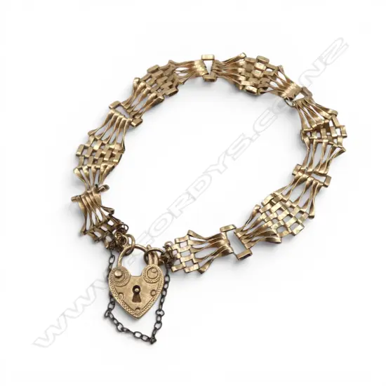 9ct GOLD VINTAGE GATE LINK BRACELET 7.38gms