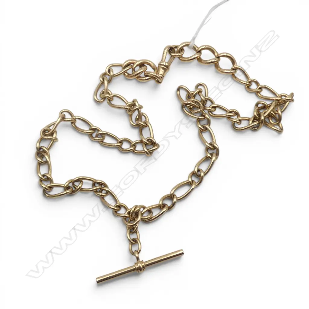 9ct GOLD LONG LATE 20thC ALBERT CHAIN larger links to the back. L.480mm. 40gms Image 1++