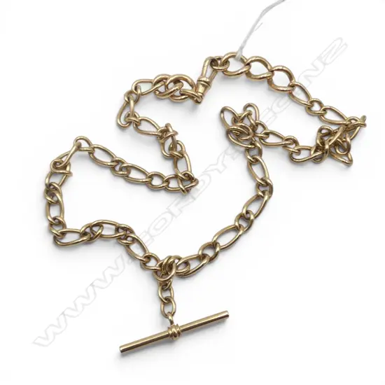 9ct GOLD LONG LATE 20thC ALBERT CHAIN larger links to the back. L.480mm. 40gms