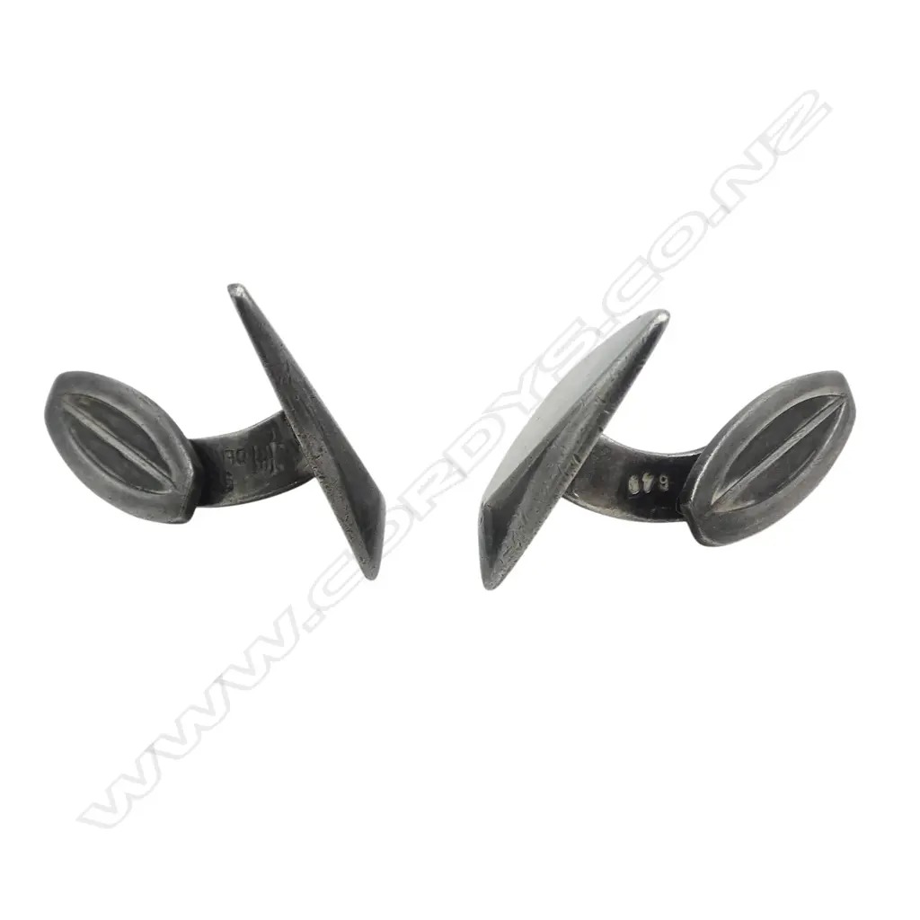 Vintage Hans Hansen Sterling Silver Triangular Cufflinks 1970s Image 1++