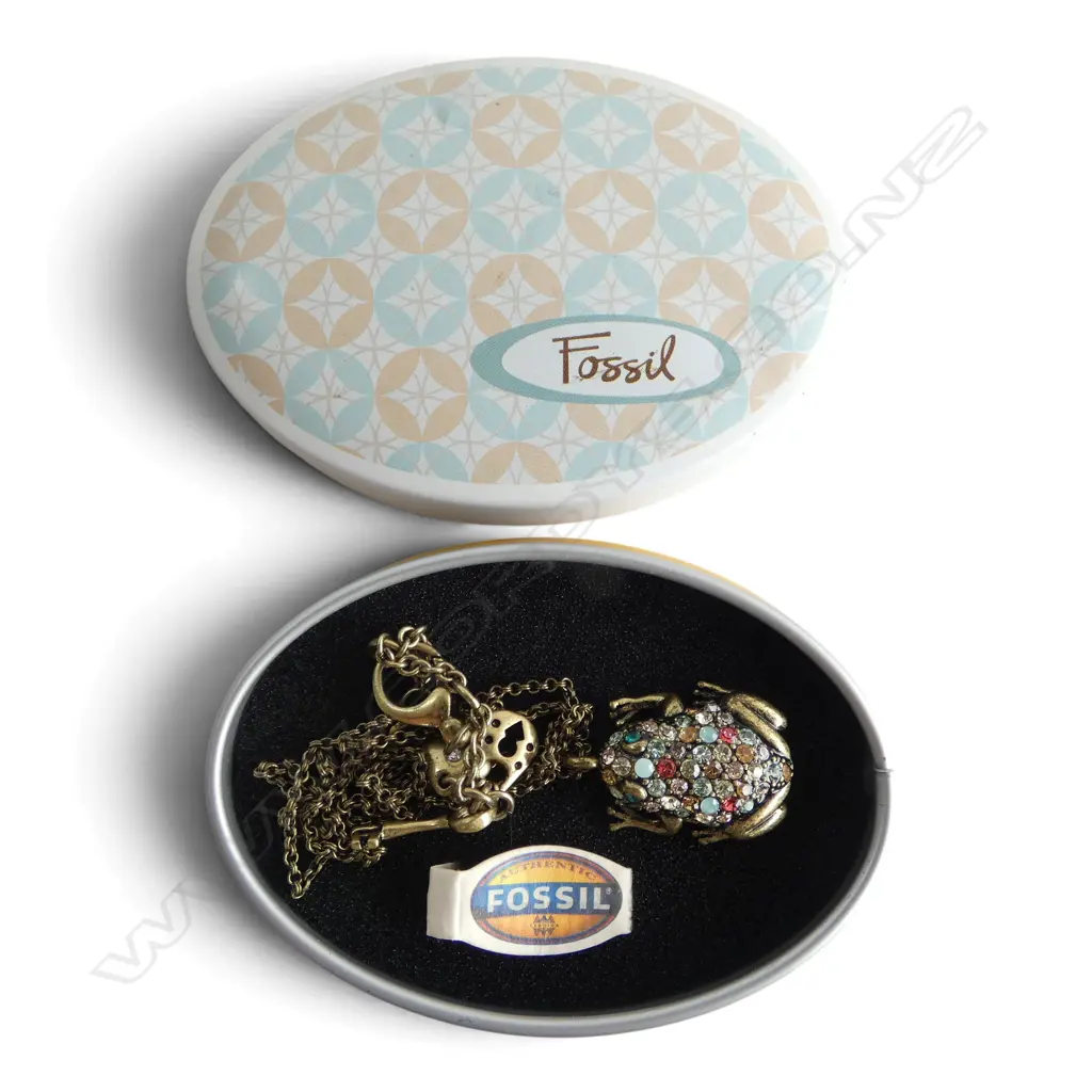 FOSSIL MULTICOLOR FROG PENDANT NECKLACE Image 1++