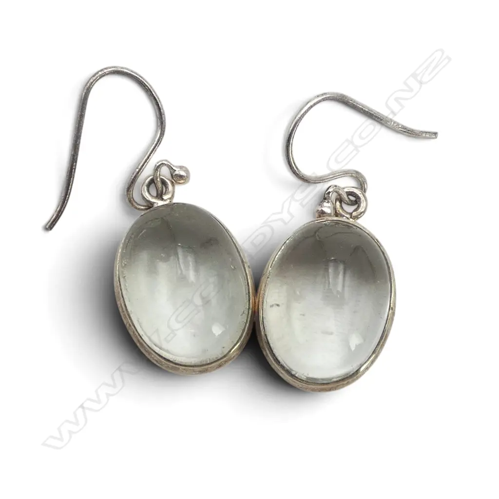 PR SILVER GREEN AMETHYST EARRINGS Image 1++