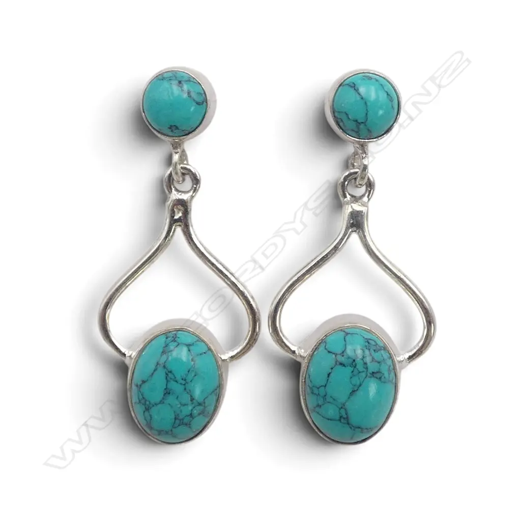 PR SILVER TURQUOISE EARRINGS Image 1++