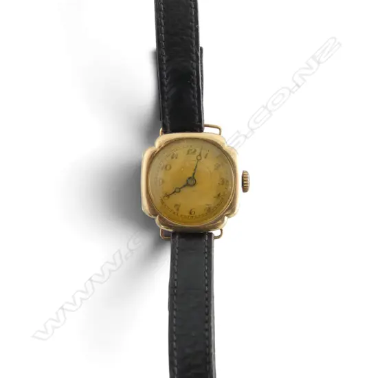 c1920's 14ct GOLD LADIES WRIST WATCH leather strap 12.9gms total