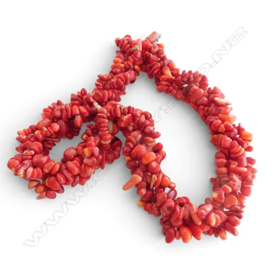 MULTI-STRAND DYED RED CORAL NECKLACE