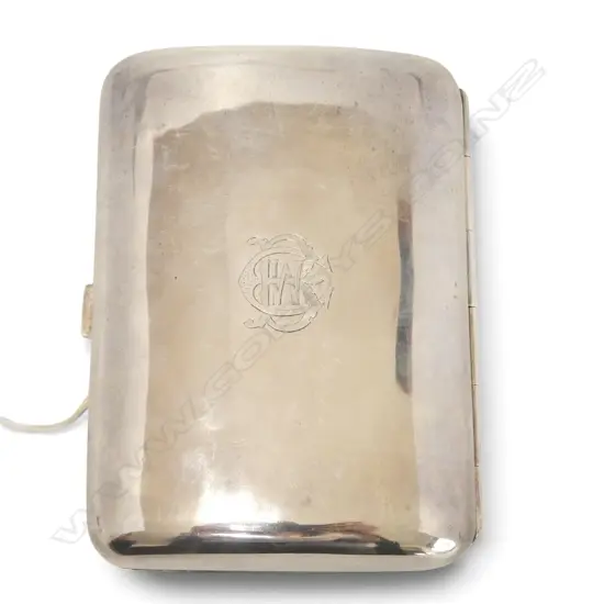 GILT LINED SILVER PLATE CIGARETTE CASE w. SOUTH LANCASHIRE REGIMENTAL CREST & EGYPT 110x80mm