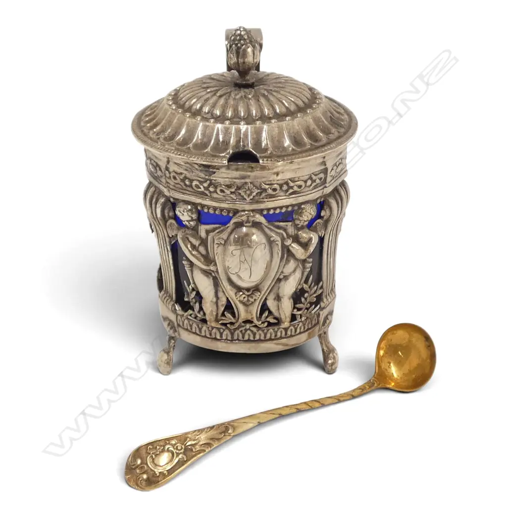 CONTINENTAL .950 SILVER SALT w. .800 SPOON, faults, 105gms Image 1++