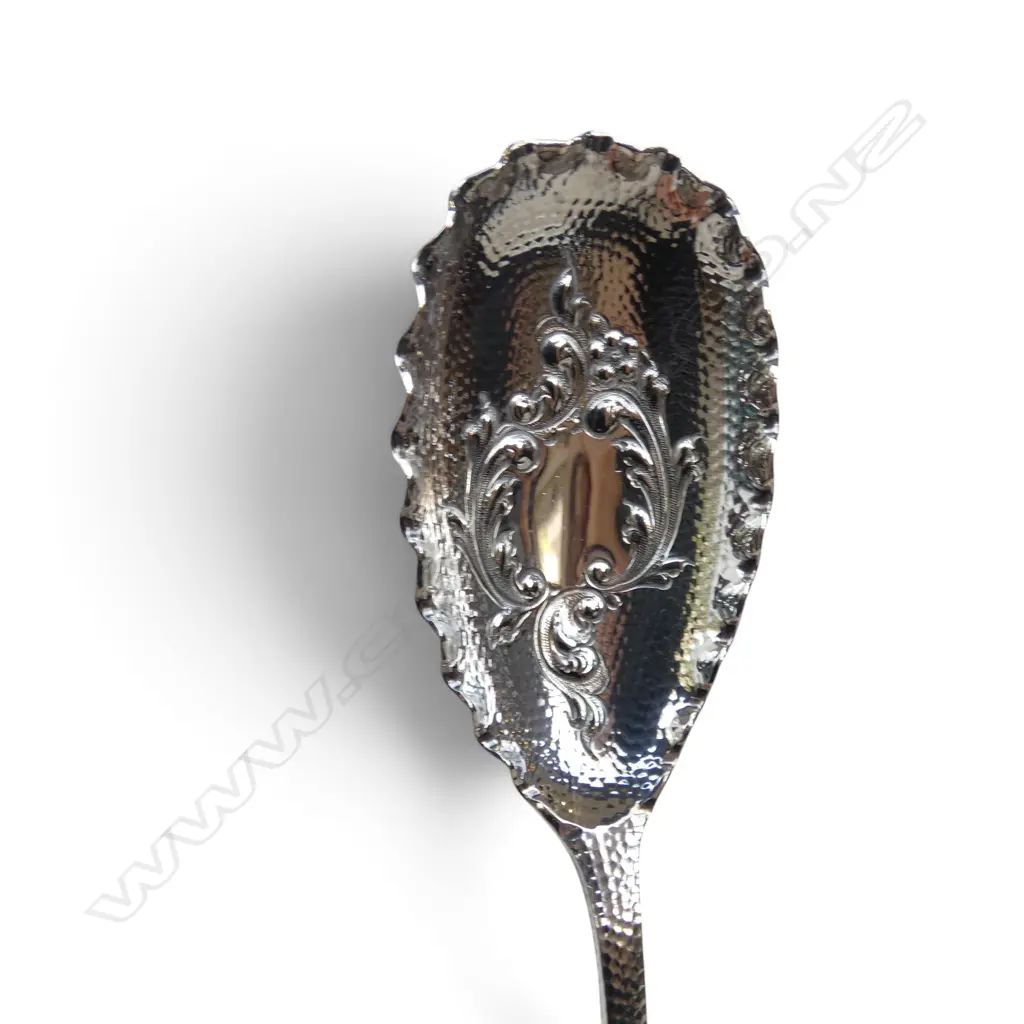 PR STG SILVER BERRY SPOONS, ATKIN BROS. SHEFFIELD 1905 L.200mm 128gms Image 1++