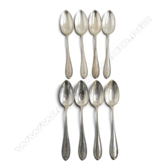 8 X c.1900 GERMAN 800 (80%) SILVER TABLE SPOONS bead pattern. 528gms