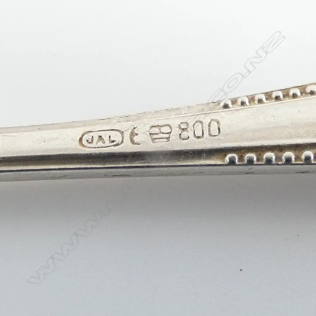 SET 12 X c.1900 GERMAN 800 (80%) SILVER TEASPOONS bead pattern. 312gms Image 1++