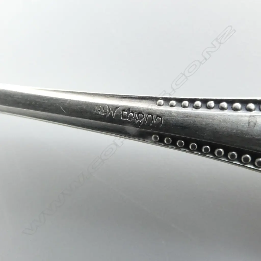 SET 12 X c.1900 GERMAN 800 (80%) SILVER DESSERT or PARFAIT SPOONS bead pattern. 162gms Image 1++