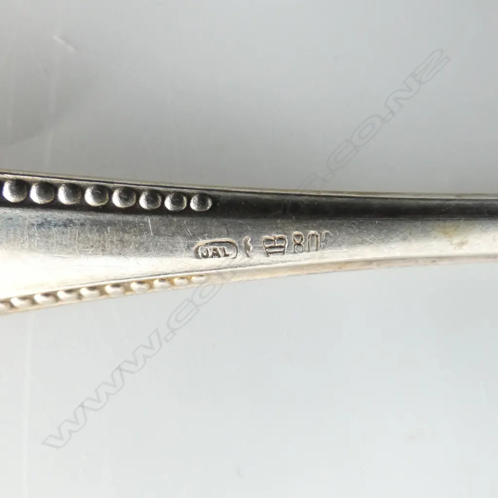 SET 12 X c.1900 GERMAN 800 (80%) SILVER DESSERT FORKS bead pattern. 494gms Image 1++