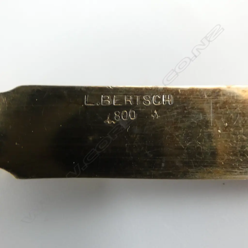 Late 19thC GERMAN L. Bertsch 800 (80%) SILVER 12 KNIFE SET blades are silver. maybe w steel rod inside ? 410gms Image 1++