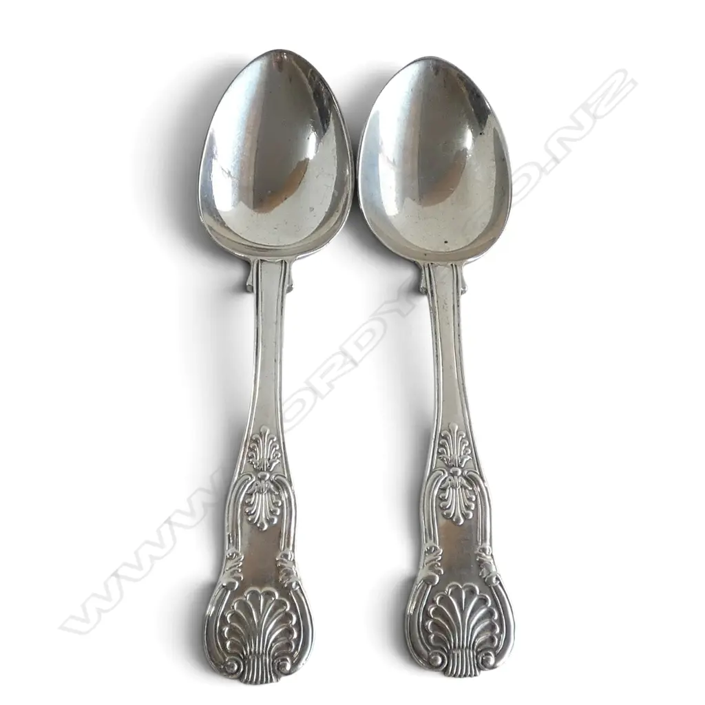 PR STG SILVER KINGS PATTERN DESSERT SPOONS, LONDON 1830 129gms Image 1++