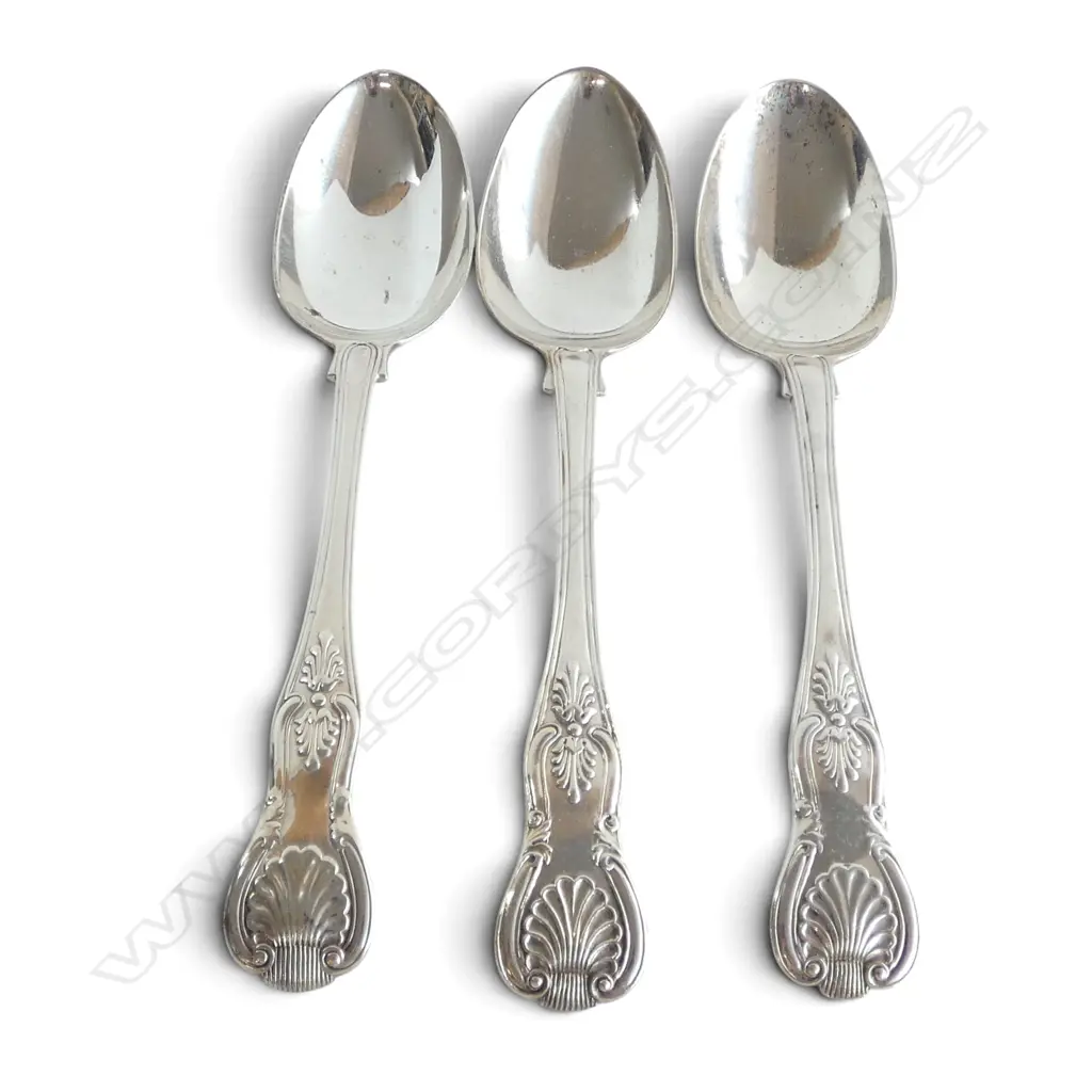 3 STG SILVER KINGS PATTERN SERVING SPOONS L.220mm 295gms Image 1++