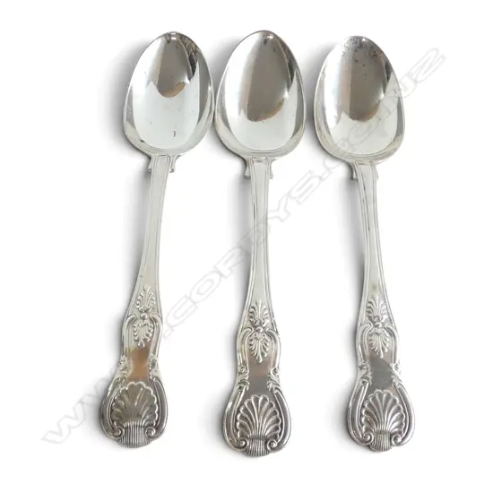 3 STG SILVER KINGS PATTERN SERVING SPOONS L.220mm 295gms