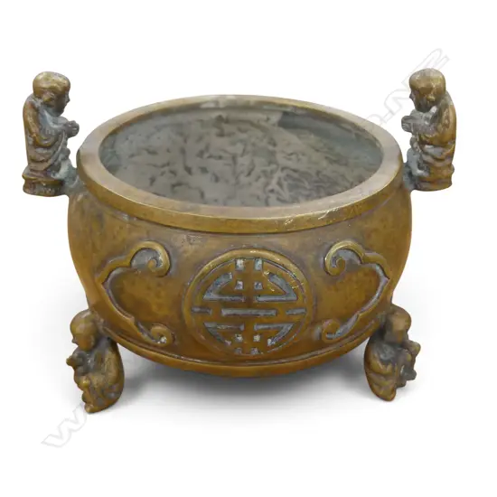 ORIENTAL BRONZE INCENSE BURNER H.95mm