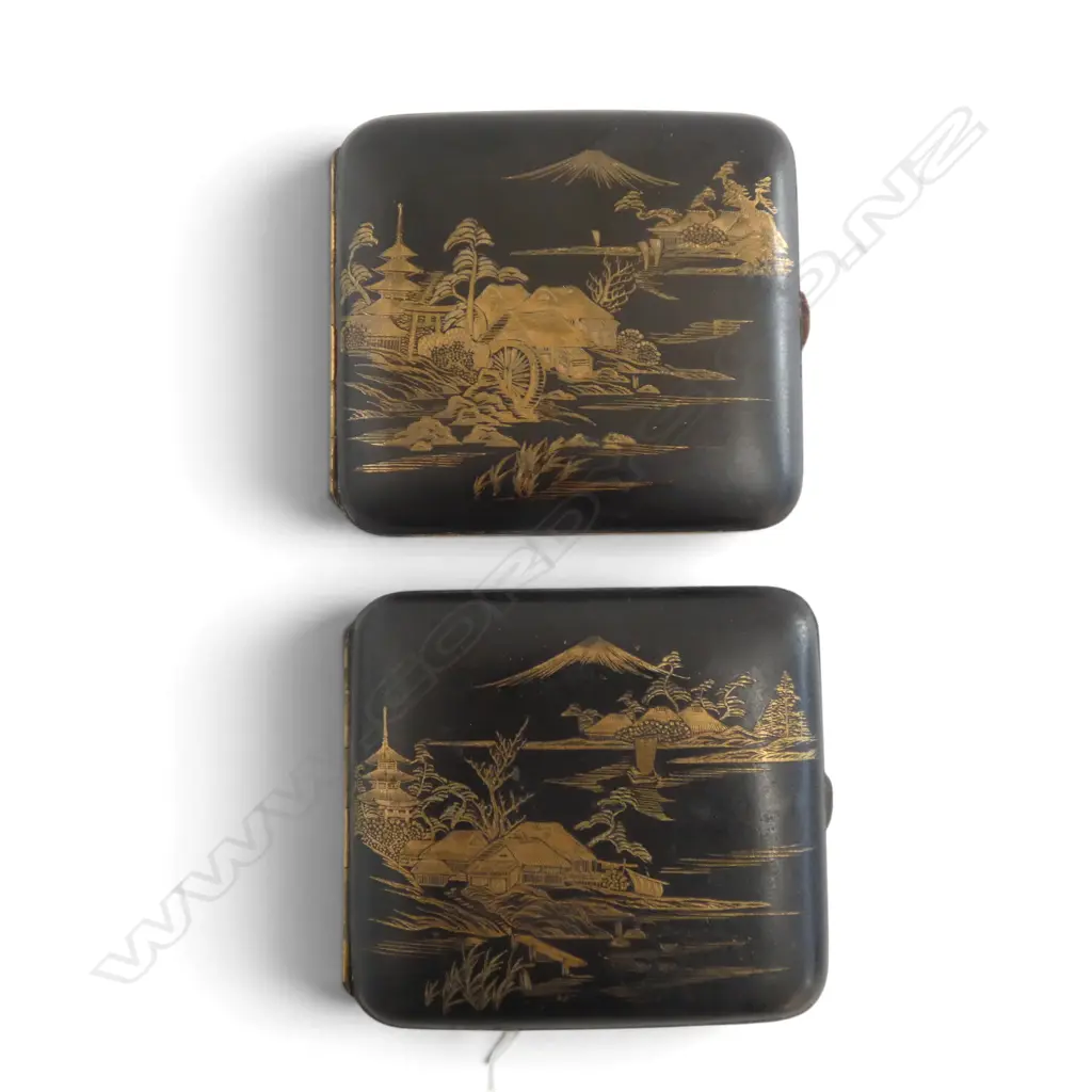 2 JAPANESE DAMASCENE CIG. CASES  Image 1++