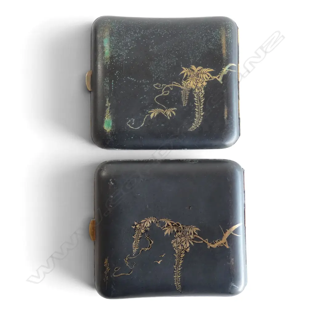 2 JAPANESE DAMASCENE CIG. CASES  Image 1++