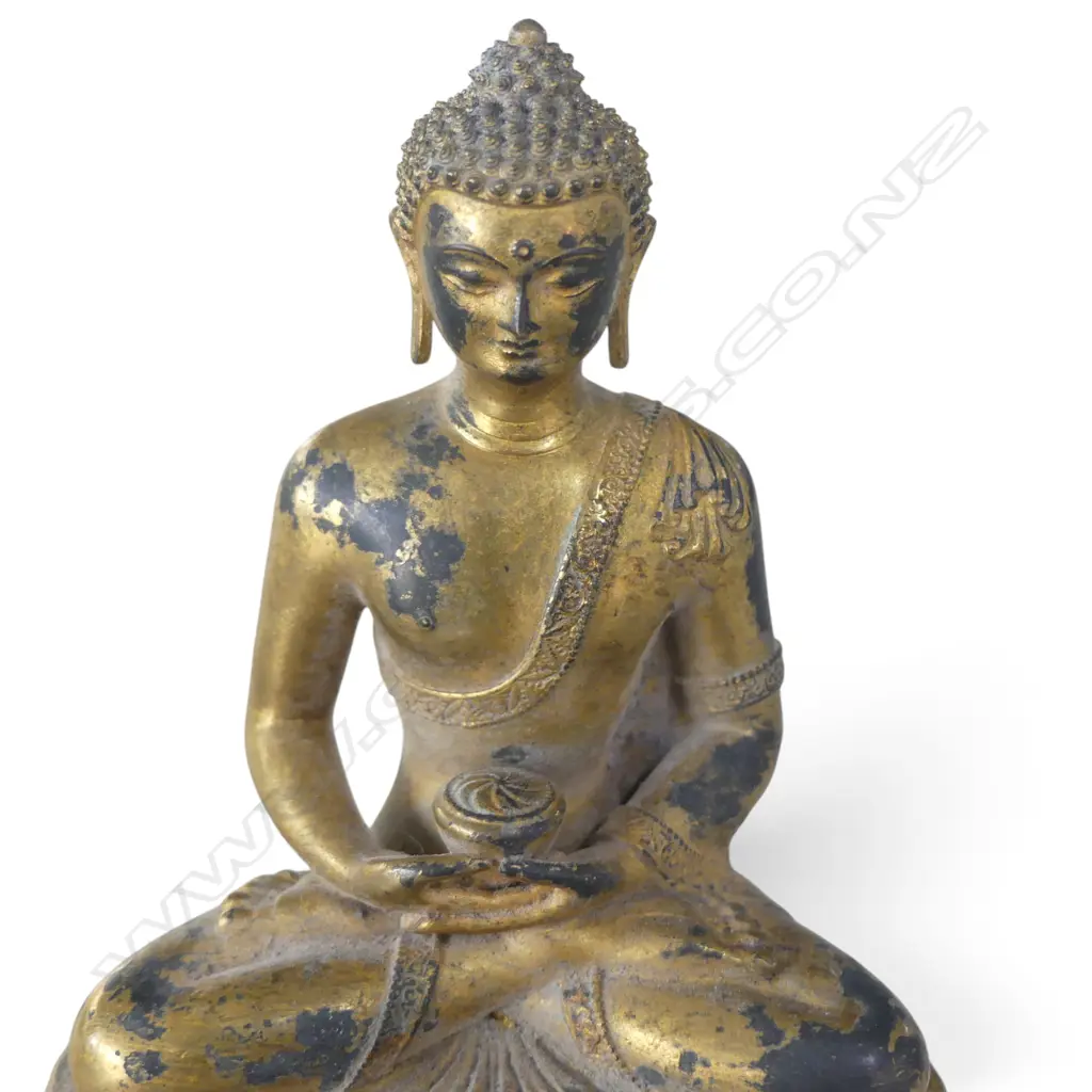ORIENTAL GILT METAL BUDDHA H.100mm Image 1++