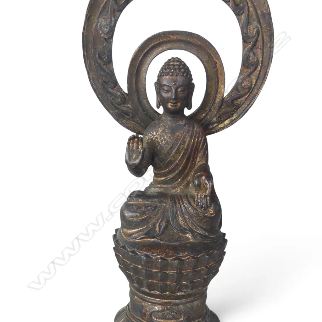 ORIENTAL GILT METAL BUDDHA H.270mm Image 1++