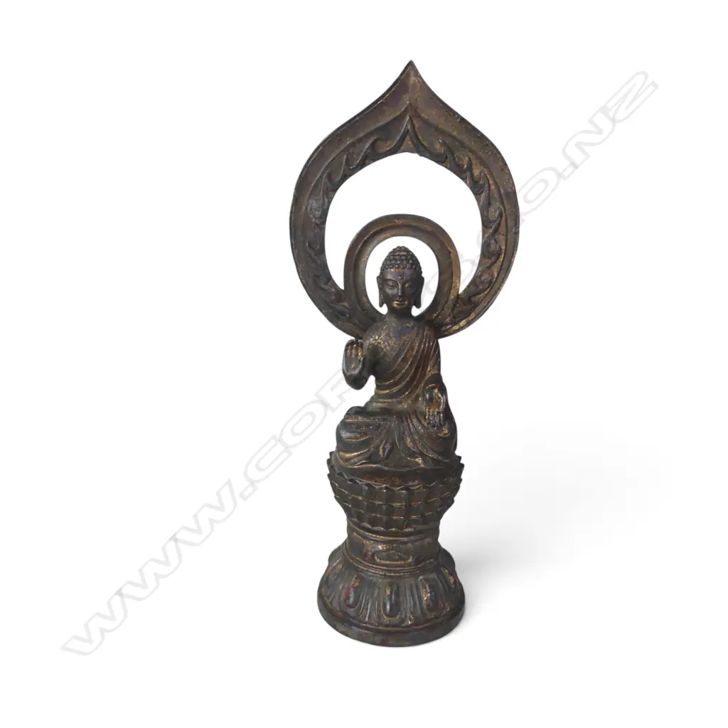 ORIENTAL GILT METAL BUDDHA H.270mm Image 1++
