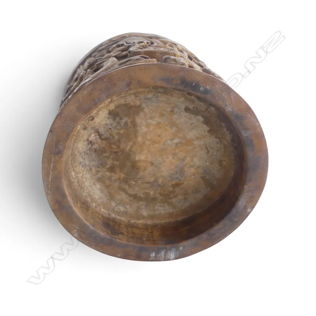 CARVED BAMBOO BRUSH POT H.150mm Image 1++
