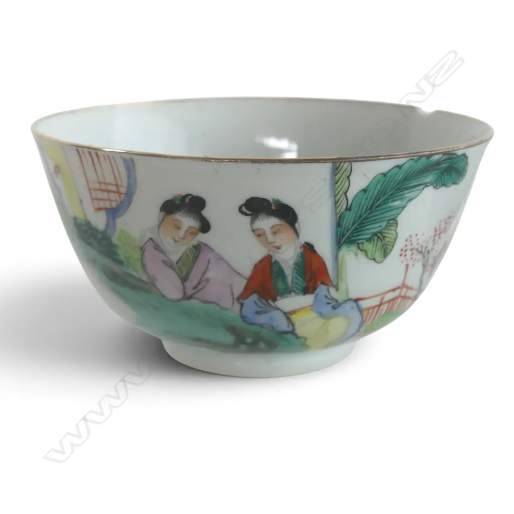 4 ORIENTAL BOWLS, 130mm dia, CHIPS Image 1++