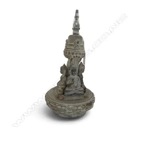 ORIENTAL CARVED STONE STATUE, REPAIRS H.235mm