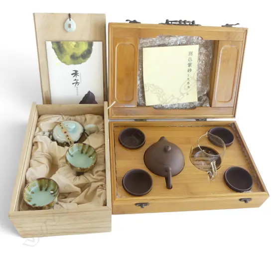 2 BOXED CHINESE TEA SETS