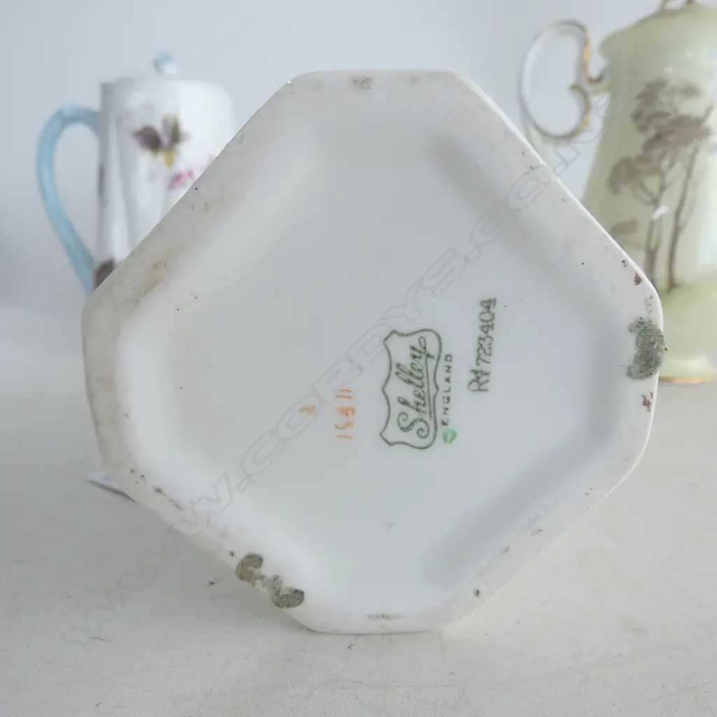 3 SHELLEY CHINA COFFEE POTS MIXED PATS Image 1++