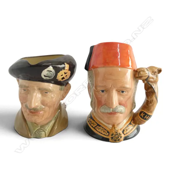 2 LARGE SIZE RD CHARACTER JUGS MONTY & GENERAL GORDON H190MM