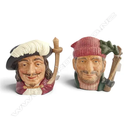 2 LARGE SIZE RD CHARACTER JUGS PORTHOS & LUMBERJACK H190MM